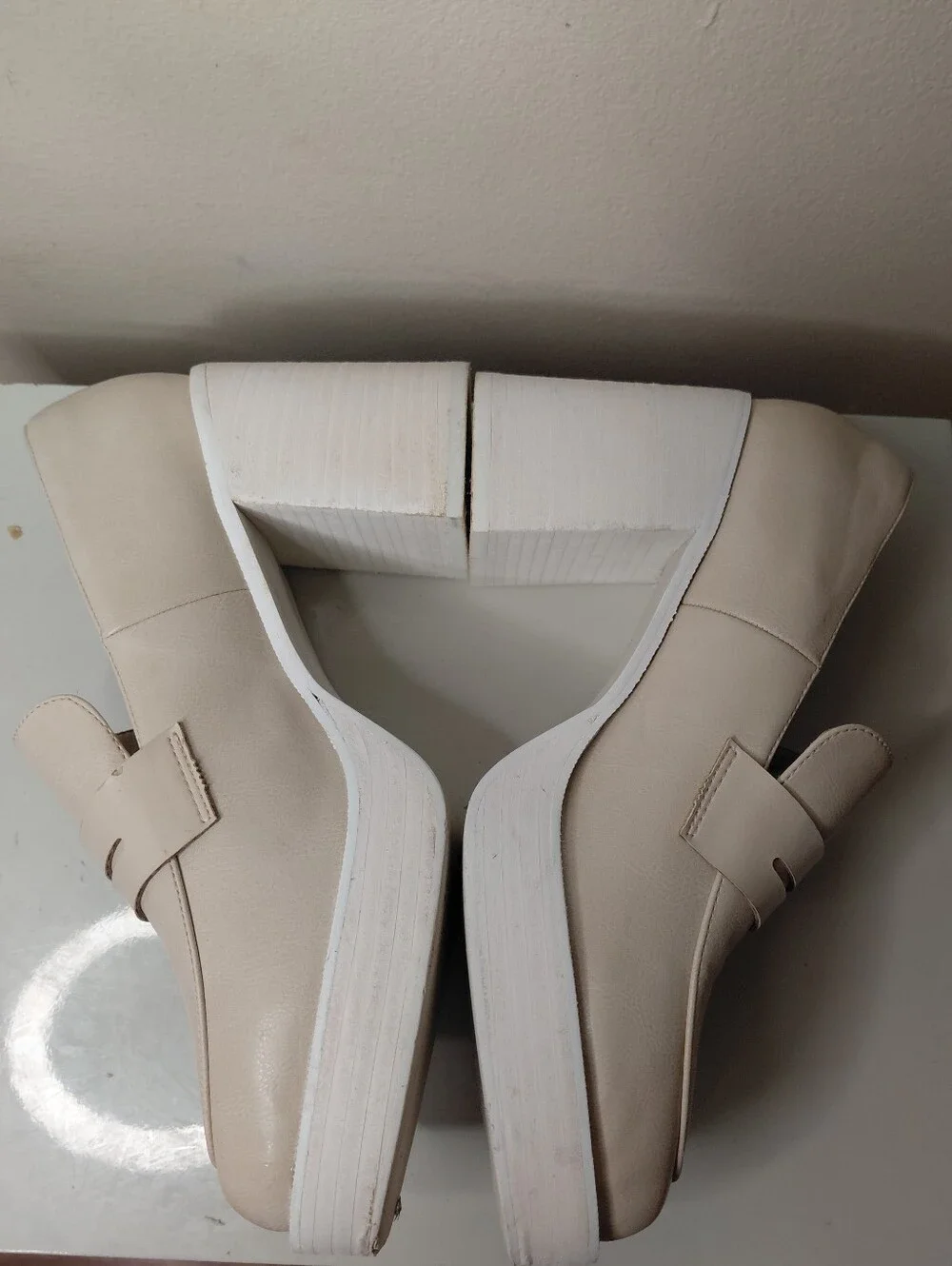 Oasis Society Hannah Cream Platform Penny Loafers with Chunky Block Heel Sz 8.5